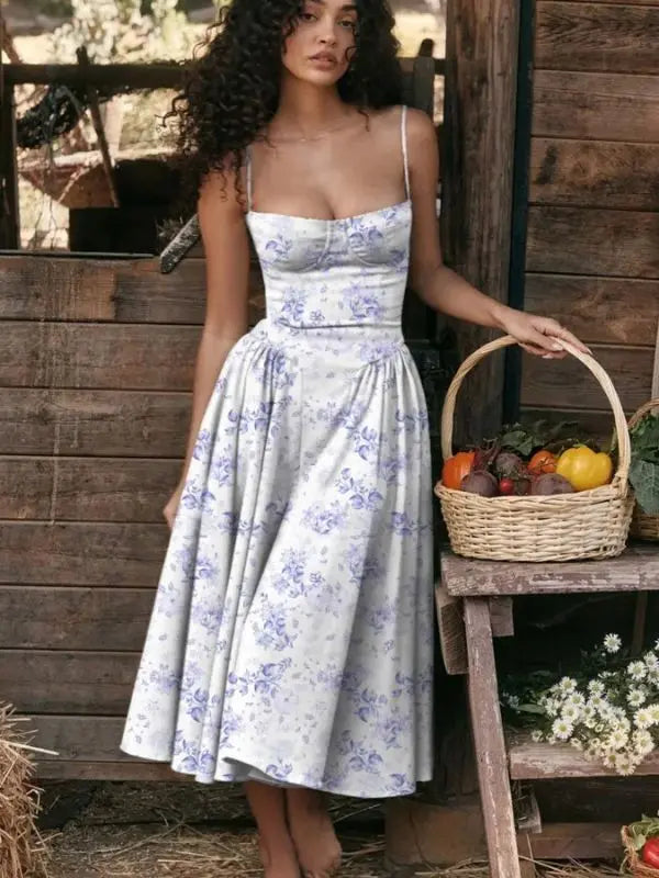 Vestido Bustier Sofia - Azul-floral-XG - HumArraso