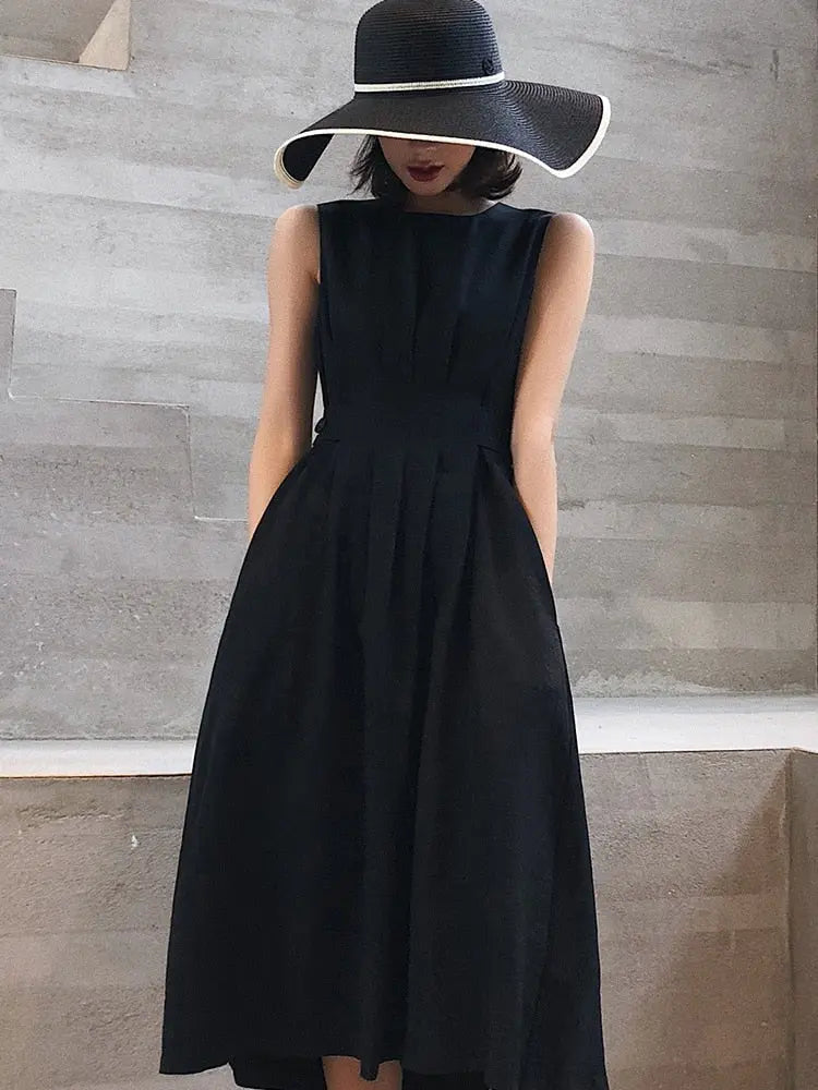Vestido Elegante Chiffon com Gola em O Sem Manga - Zarvane -