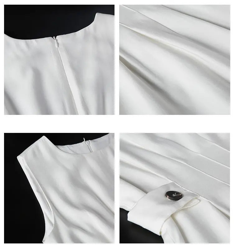 Vestido Elegante Chiffon com Gola em O Sem Manga - Zarvane -
