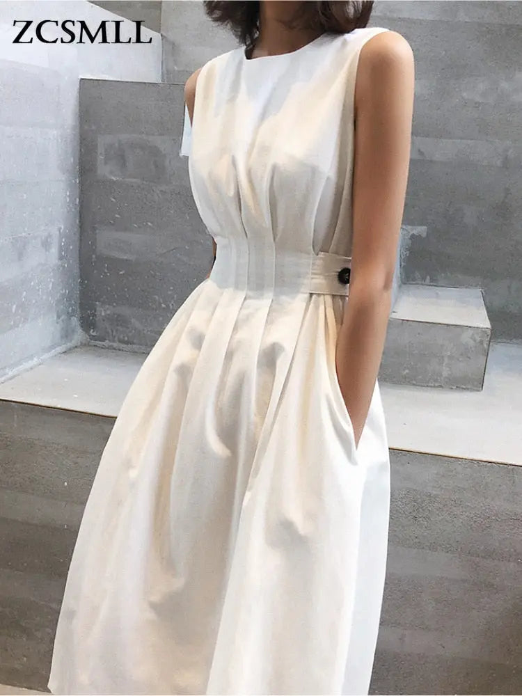 Vestido Elegante Chiffon com Gola em O Sem Manga - Zarvane -