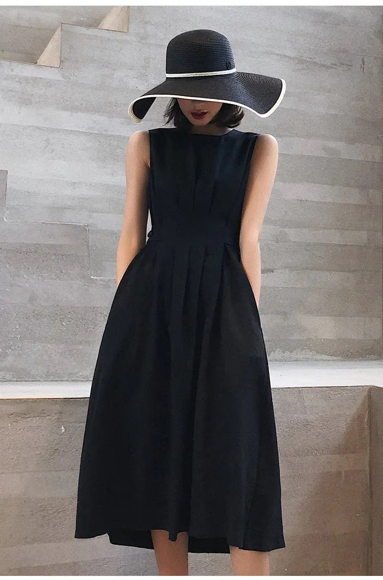 Vestido Elegante Chiffon com Gola em O Sem Manga - Zarvane - Preto-GG