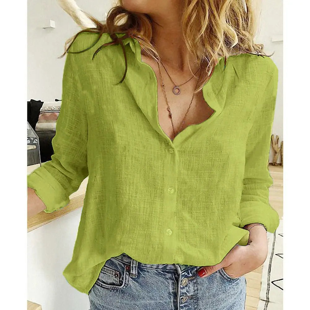 Camisa De Linho Feminina - Abigail - Zarvane - Verde / 3G