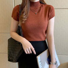 Carregar imagem no visualizador da galeria, Camisa Feminina Social Manga Curta E Gola Alta - Loja Vennanci