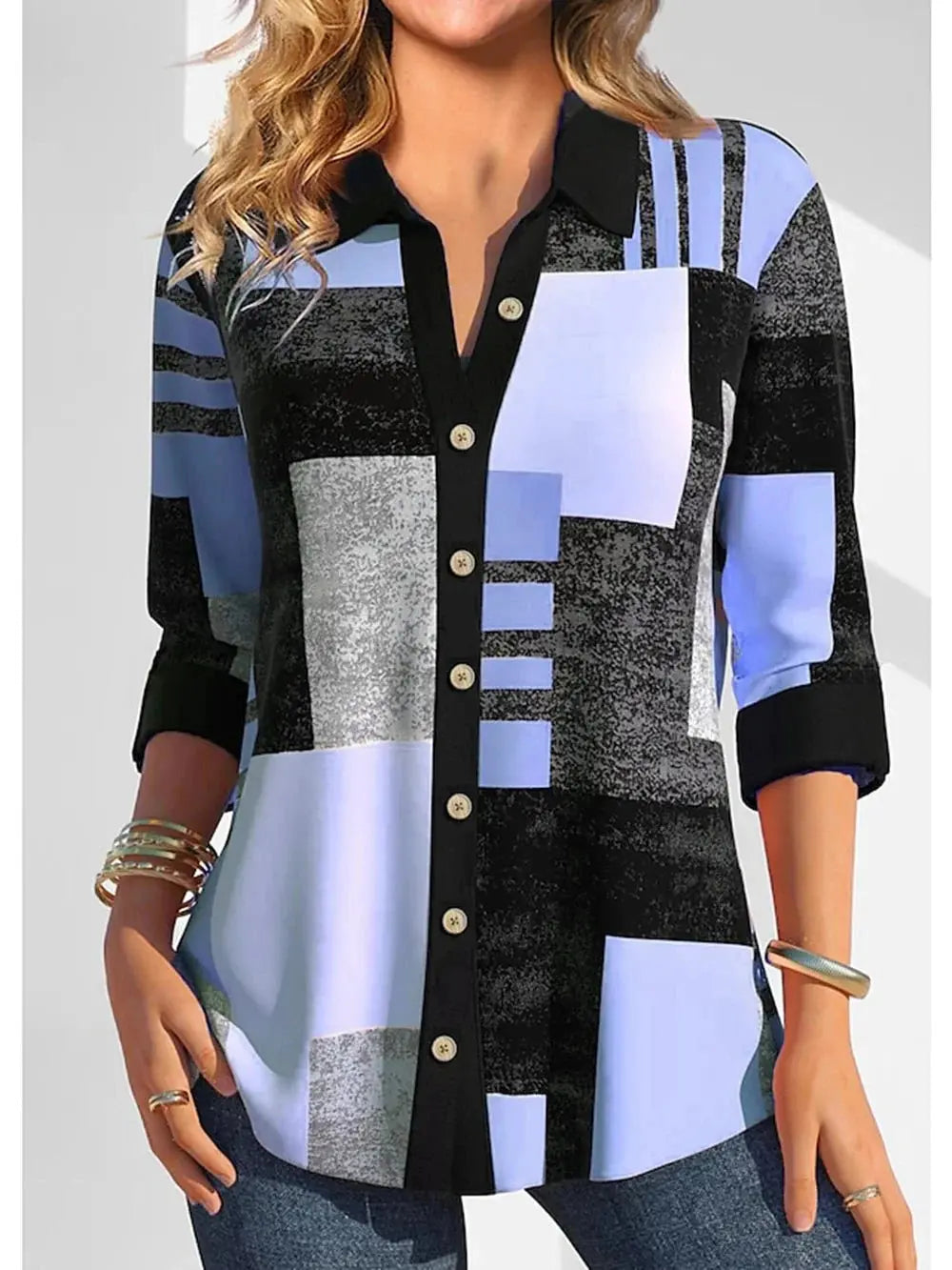 Camisa Feminina Xadrez - Zarvane - Azul / 5G