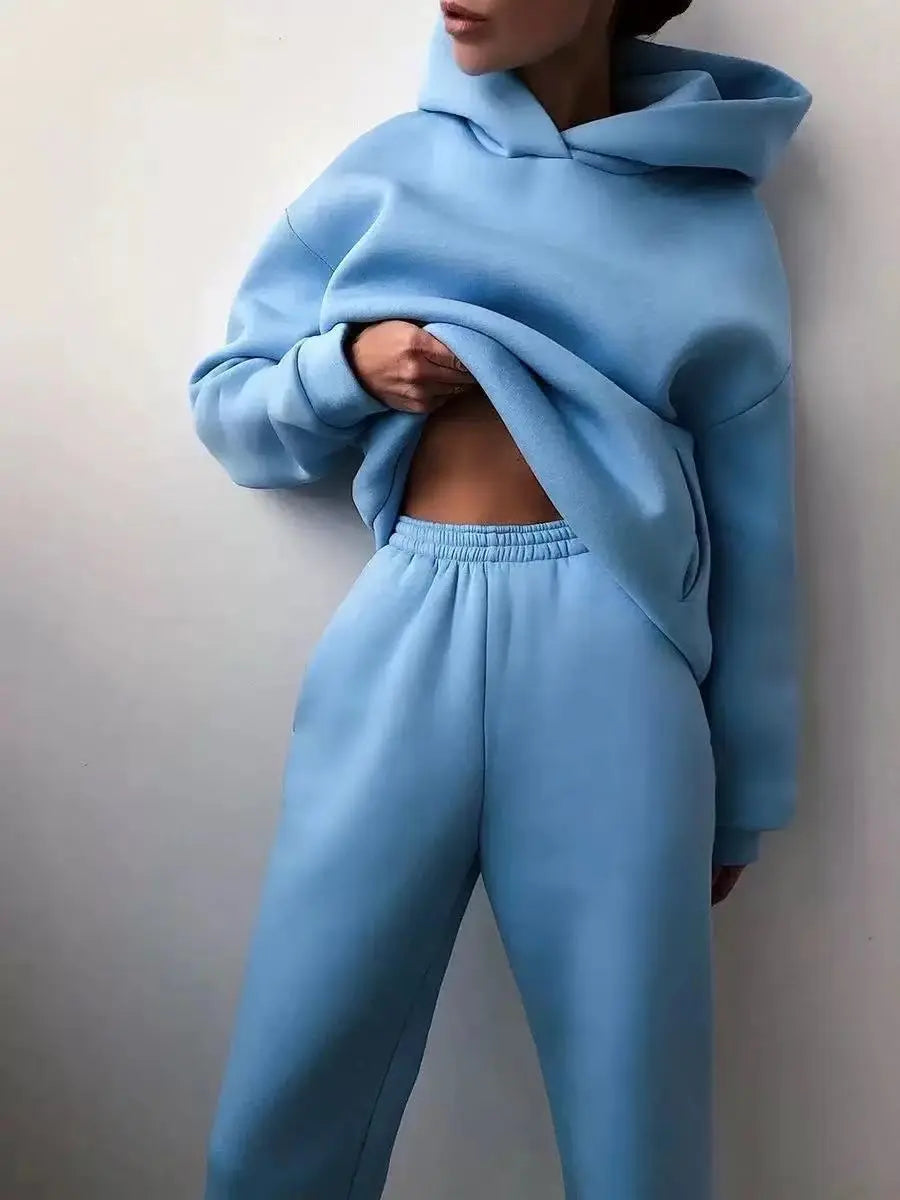 Conjunto Moletom Feminino De Frio - Zarvane - Conjunto Moletom Azul / 3G