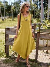 Carregar imagem no visualizador da galeria, Vestido Longo de Linho Assimétrico com Botões
