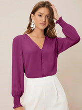 Carregar imagem no visualizador da galeria, Blusa Casual Feminina Simples Manga Bishop
