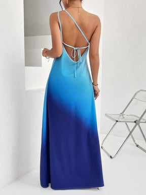 Vestido Maxi Ombro Único com Estampa Degradê