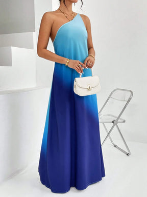 Vestido Maxi Ombro Único com Estampa Degradê