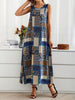 Vestido Longo Boho Estampado de Retalhos com Bolsos - Verão