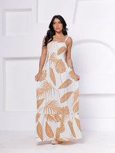 Carregar imagem no visualizador da galeria, Vestido Longo de Lastex com Alças Grossas e Estampa Tropical
