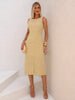 Vestido Midi de Linho com Fenda Delicada - Casual Elegante para Eventos