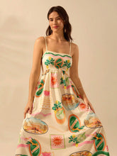 Carregar imagem no visualizador da galeria, Vestido Longo de Slip Casual de Férias com Estampa Tropical Boêmia
