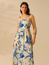 Carregar imagem no visualizador da galeria, Vestido Longo Boho com Estampa Tropical e Costas Abertas
