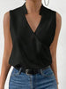 Blusa Vinny Sem Mangas com Decote Transpassado - Preto-3XG - HumArraso