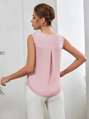 Blusa Feminina Botões Gola em V Rosa e Preto  HumArraso
