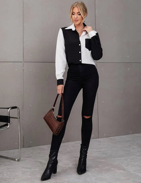 Camisa Feminina Black and White Bicolor  HumArraso
