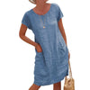 Vestido Curto Casual de Linho Sílvia
