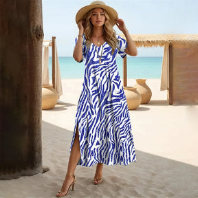 Vestido Longo Estampado Sereia