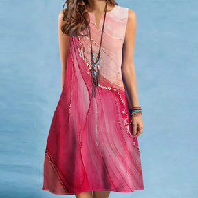 Vestido Midi Estampado Sem Mangas Amélia