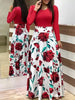 Vestido com Manga Longa e Saia Estampada