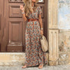 Vestido Longo Estampado com Cinto