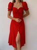 Vestido Longo com Mangas Puff e Botão