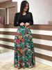 Vestido com Manga Longa e Saia Estampada