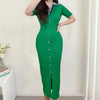 Vestido Longo com Gola Polo e Botão