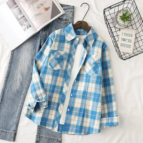 Camisa Feminina Xadrez Quitéria - Zarvane -  Azul / 3G
