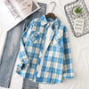 Camisa Feminina Xadrez Quitéria - Zarvane -  Azul / 3G