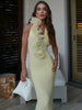 Vestido Longo com Decote em 3D