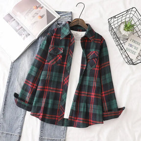 Camisa Feminina Xadrez Quitéria - Zarvane -  Verde e Vermelho / 3G