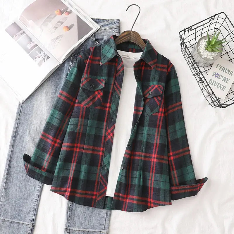 Camisa Feminina Xadrez Quitéria - Zarvane -  Verde e Vermelho / 3G
