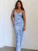 Vestido Longo Estampado com Alça Espaguete Eliane