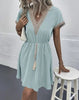Vestido Midi com Gola V em Renda