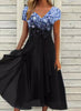 Vestido Longo com Retalhos Estampados