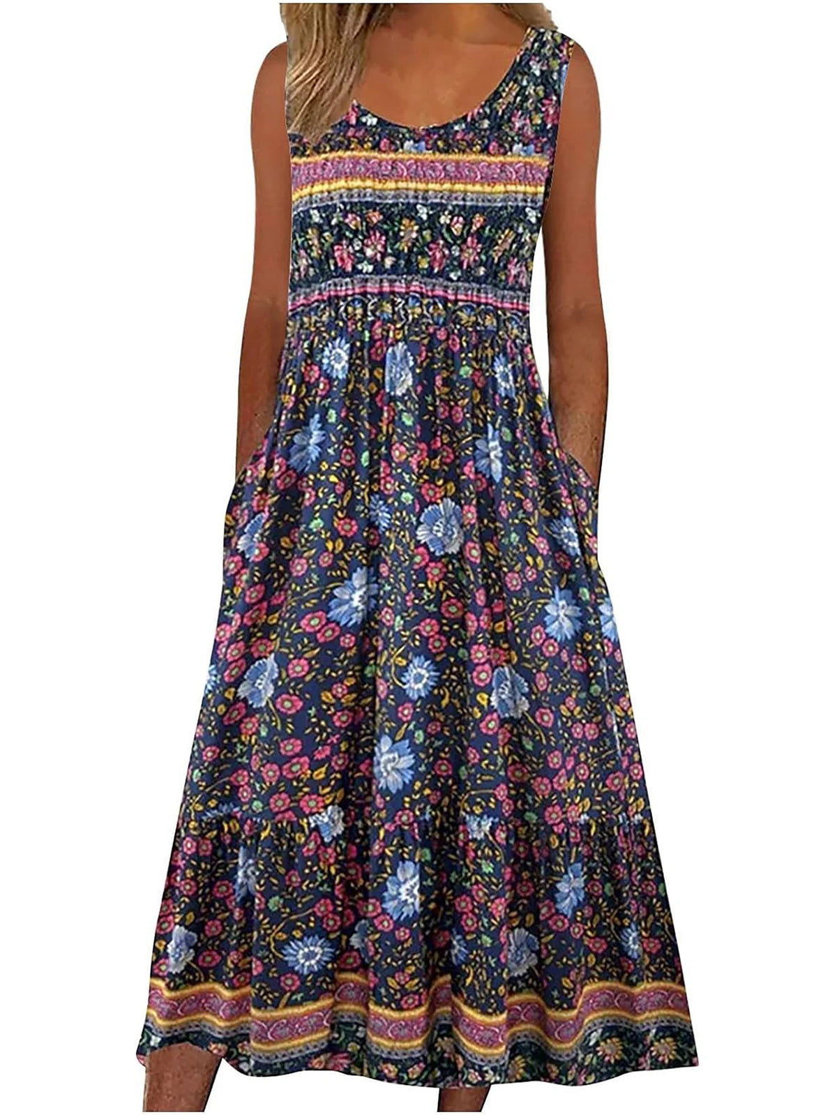 Vestido Estampado com Bolsos Dafne