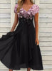 Vestido Longo com Retalhos Estampados