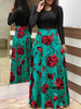 Vestido com Manga Longa e Saia Estampada