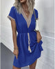 Vestido Midi com Gola V em Renda