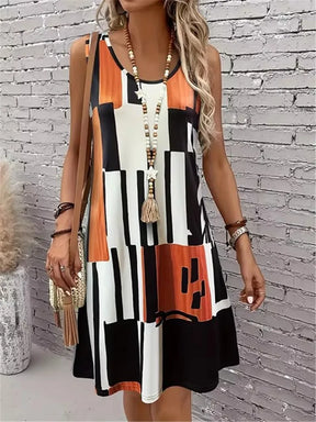 Vestido Curto Estampado Xadrez Moderno Elisa