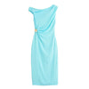 Vestido Longo com Gola Assimétrica Giordana