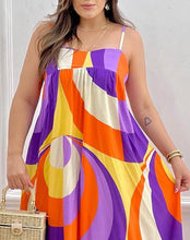 Carregar imagem no visualizador da galeria, Vestido Longo Feminino Estampa Geométrica
