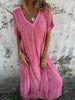 Vestido Longo Casual com Decote em V