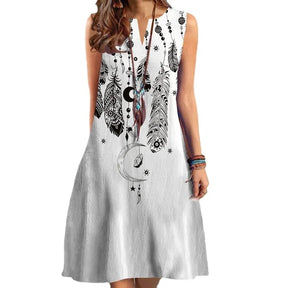 Vestido Midi Estampado Sem Mangas Amélia