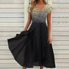 Vestido Longo com Retalhos Estampados