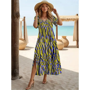 Vestido Longo Estampado Sereia