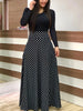 Vestido com Manga Longa e Saia Estampada
