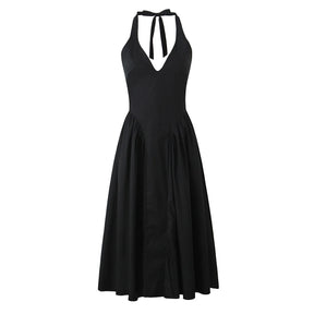 Vestido Longo Sem Costas com Decote em V